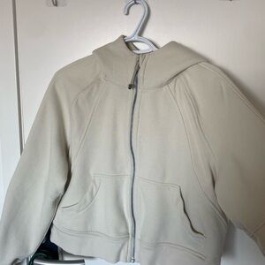 Lululemon Athletica Cream Quilted Bomber Jacket with Hood